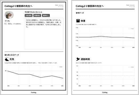 獣医師向けPDFレポートのサンプル